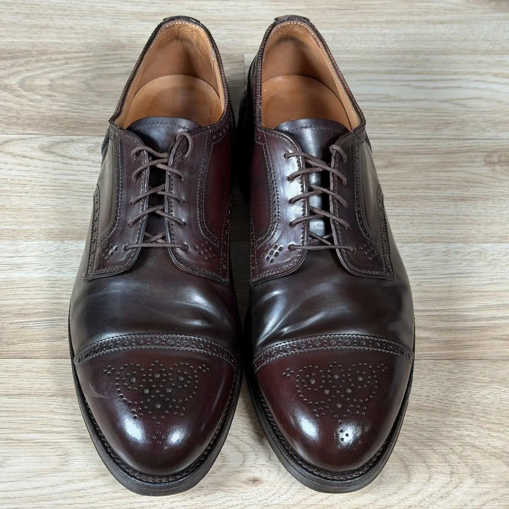 Alden Shoes Mens 11 Brown Derby Shell Cordovan Leather Cap Toe Medallion 2145